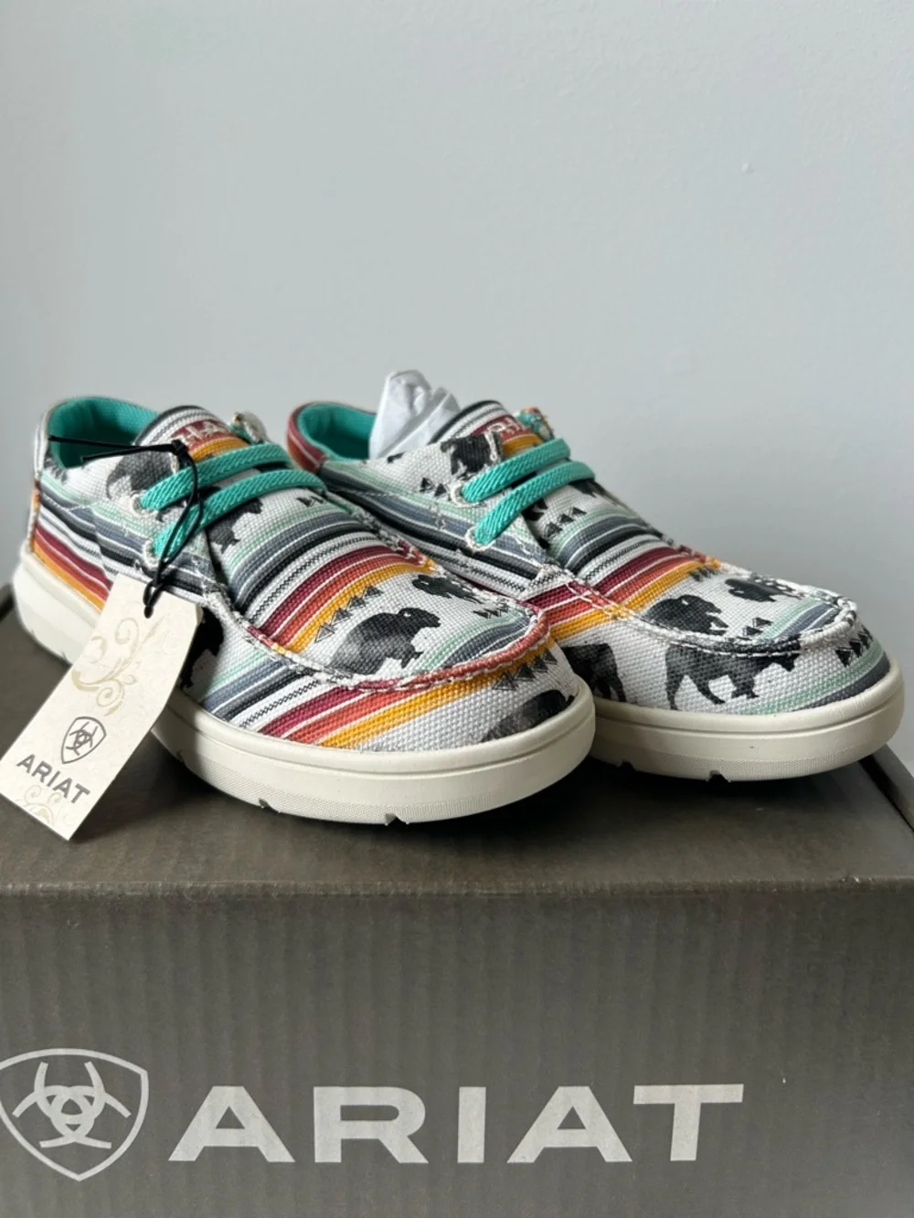 Ariat Girls Canvas Slip On Hilo Casual Shoe in Multicolor Buffalo Print